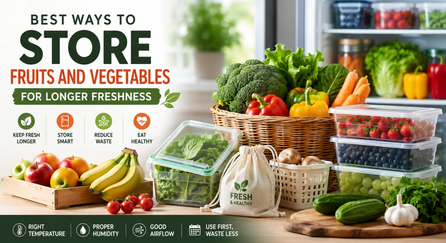 Best ways to store fruits and vegetables for longer freshness in kitchen and refrigerator